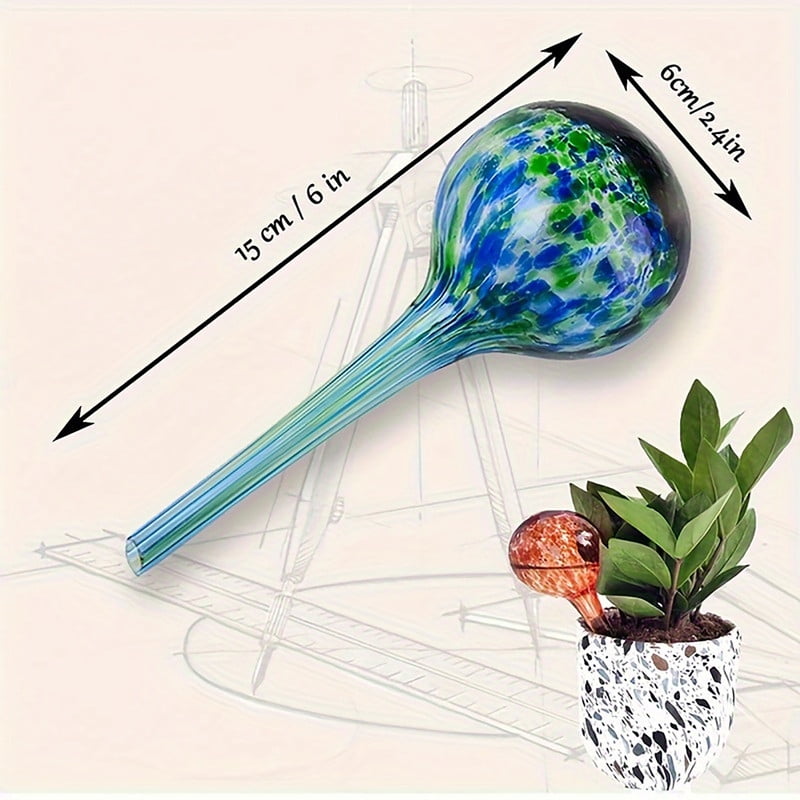 Mosawomo 4Pcs Plant Watering Devices, Automatic Multi-Color Glass Watering Devices, Suitable for Indoor and Outdoor Plant Watering - Image 3