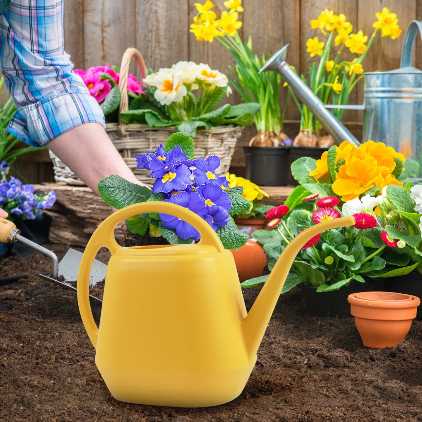 Plant Watering Can Watering Can 1 Gallon Long Spout Watering Can Flower Patterns Indoor Watering Can With Handle Plas... - Image 3