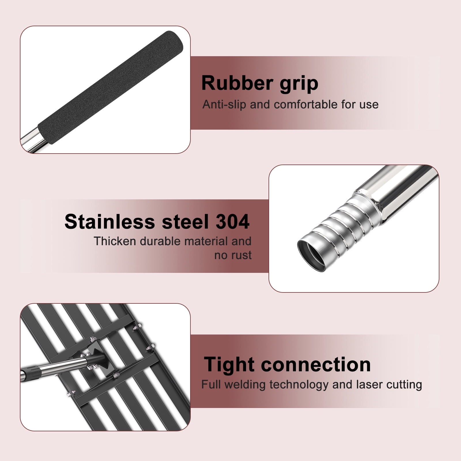 Lawn Leveling Rake, 30" x 10" Heavy-Duty Stainless Steel Lawn Leveler with 72“ Adjuatble Long Handle - Effort-Saving Leveling Soil Sand Spre - Image 5