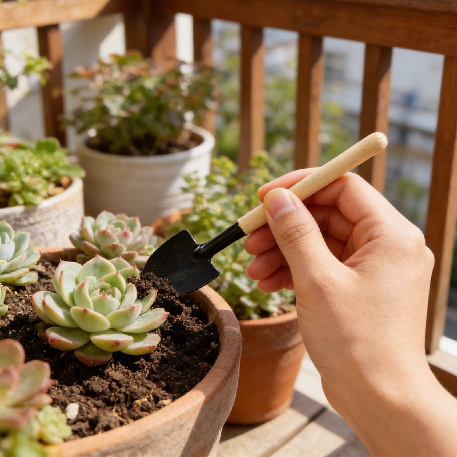 Mini Garden Tools - Indoor Plant Tools - 3 Piece Garden Tool Set Small Hand Tools for Gardening 6.8 Inch for Planting Flowers Black Size:S - Image 4