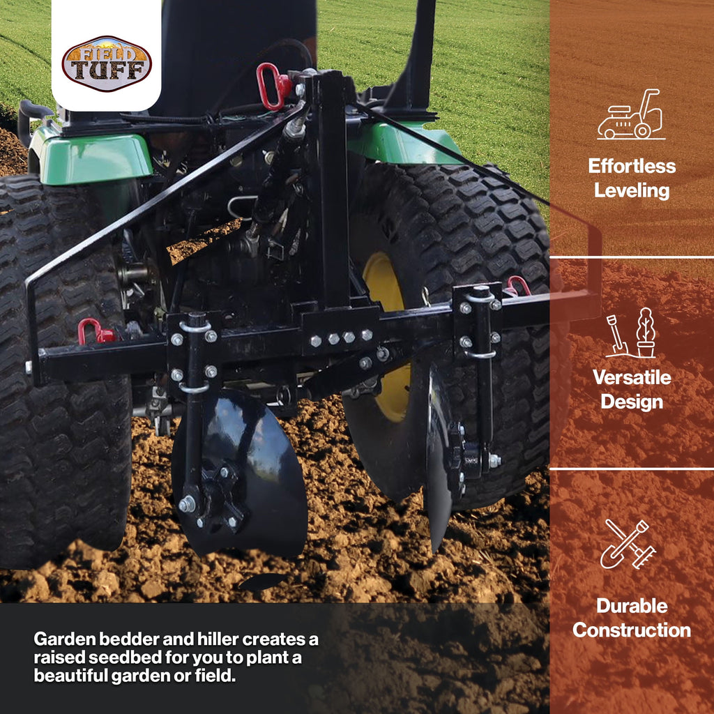 Field Tuff 43 Inch Disc Cultivator Garden Bedder Hiller For 3 Point Tractor - Image 3