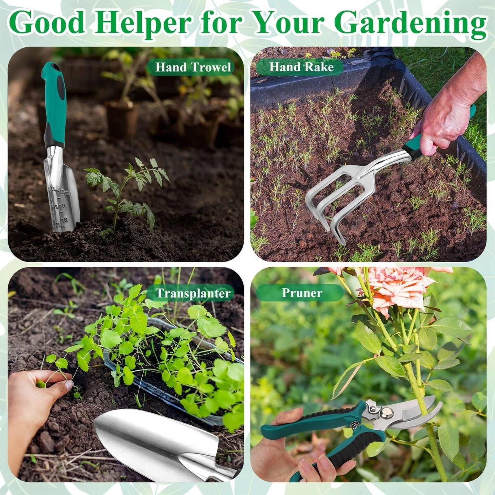 topjuju 7 Pcs Gardening Tools Set, Gardening Hand Tools with Rust-Proof,Stainless Steel,High Quality Aluminum Alloy Material, Gardening Supp - Image 4