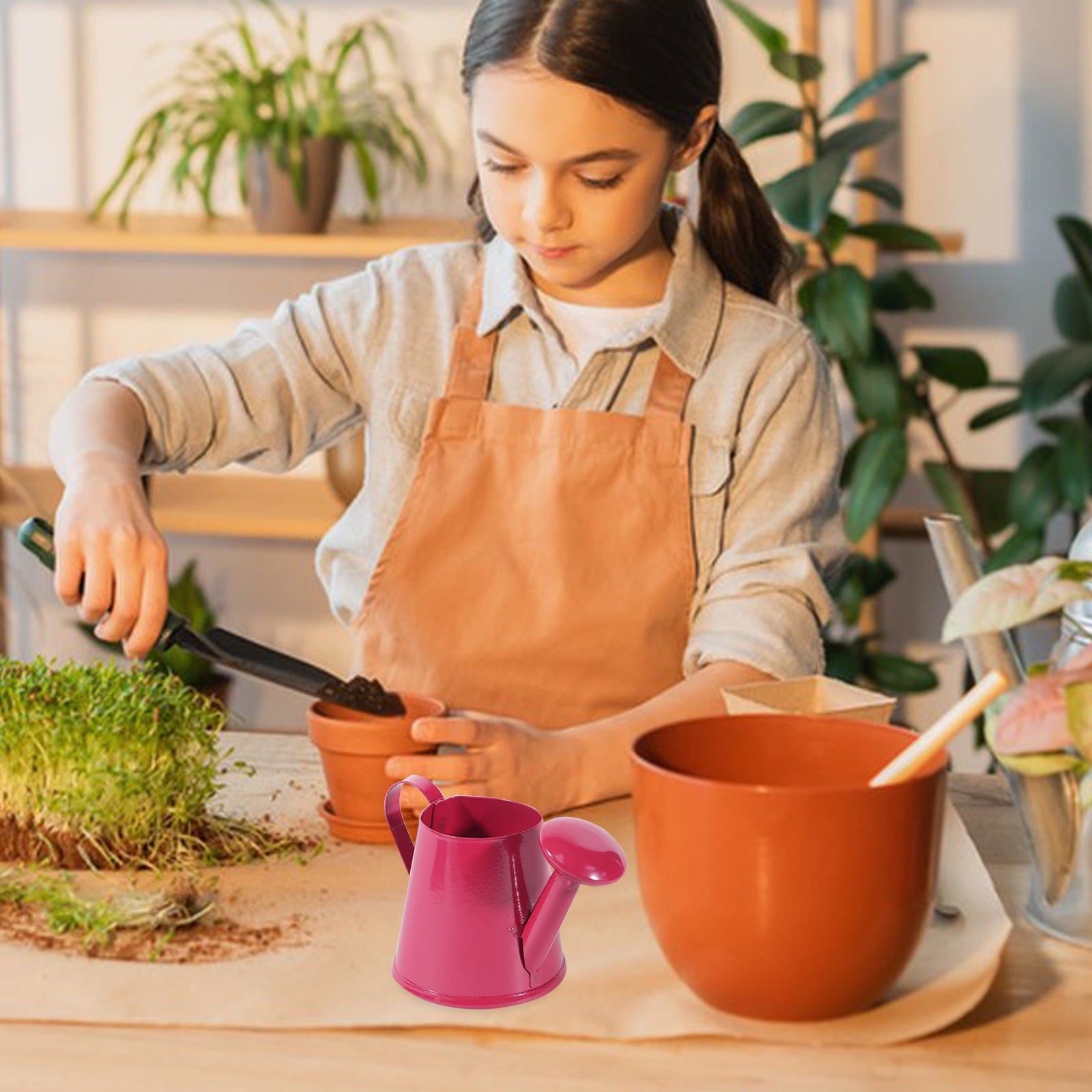Mini Watering Can for Kids Gardening Made of Iron Sheet Assorted Color Realistic Model Compact Size - Image 4