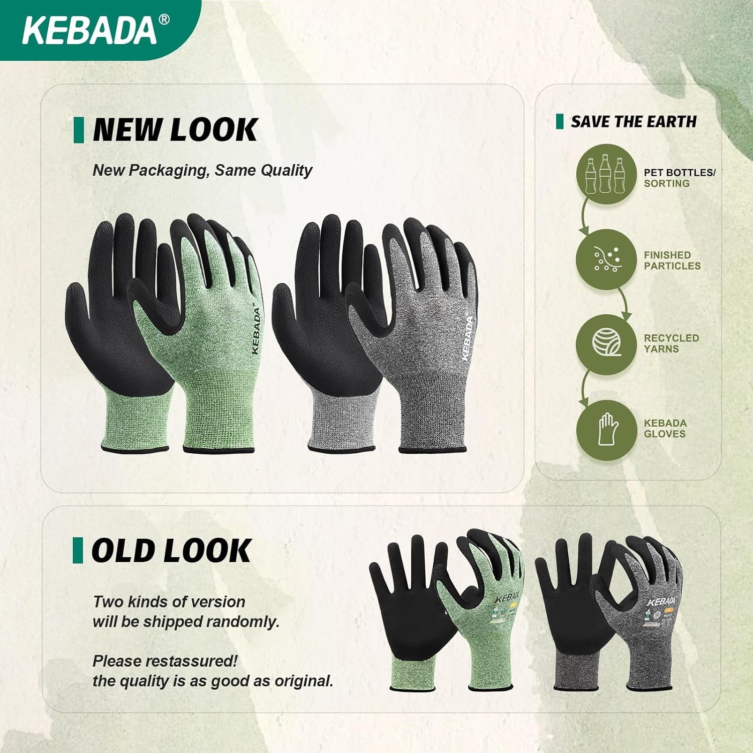 2 Pairs Breathable Gardening Gloves for Men, Latex Coated Garden Gloves, Eco-Friendly, Lightweight, Recycled PET Mate... - Image 2