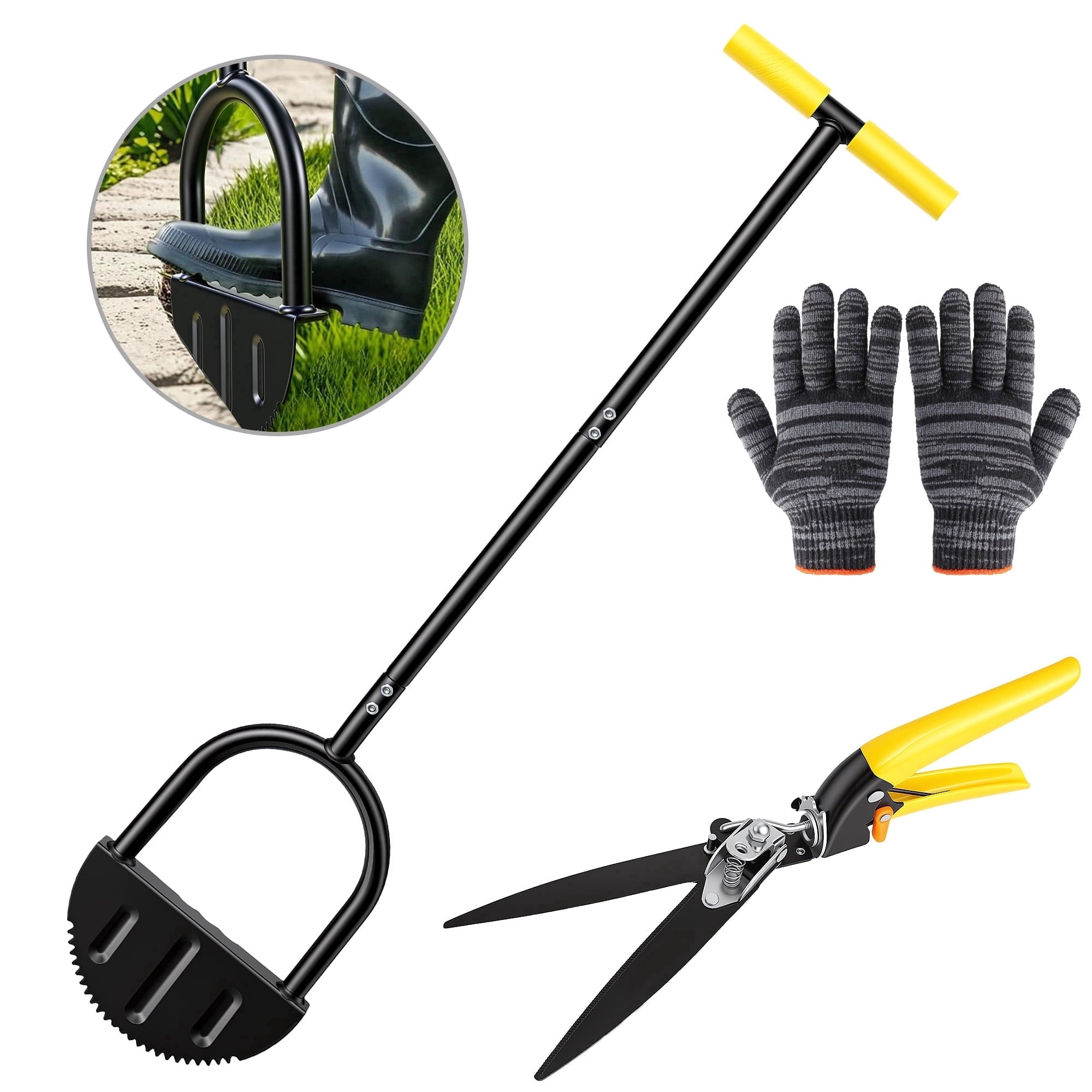 Edger Lawn Tool, Half Moon Lawn Edger, Saw-Tooth Garden Edger for Grass, Sidewalk, Garden, Yard