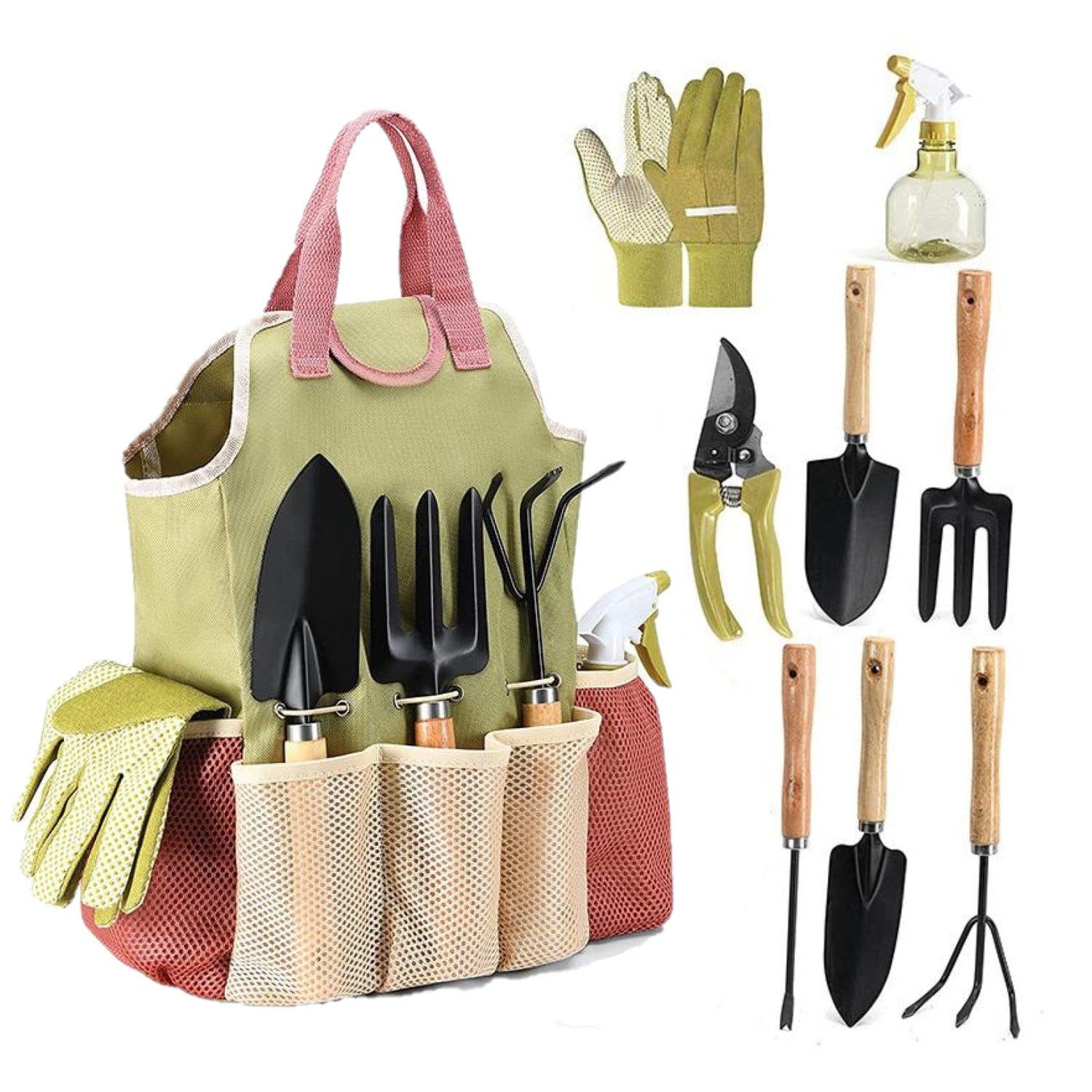 Gardening Tool Set, 9 Piece Heavy Duty Gardening Hand Tools with Durable Garden Tools Organizer Handbag, Rust-Proof G...