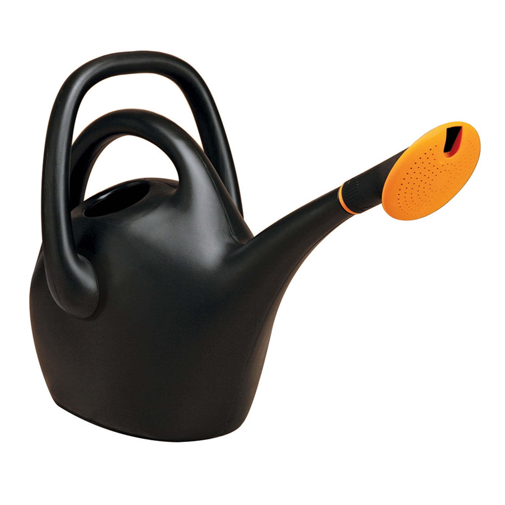 Easy Pour 2.6 Gallon (333 Fl Oz) Black Watering Can with Durable Construction, Dual Handles