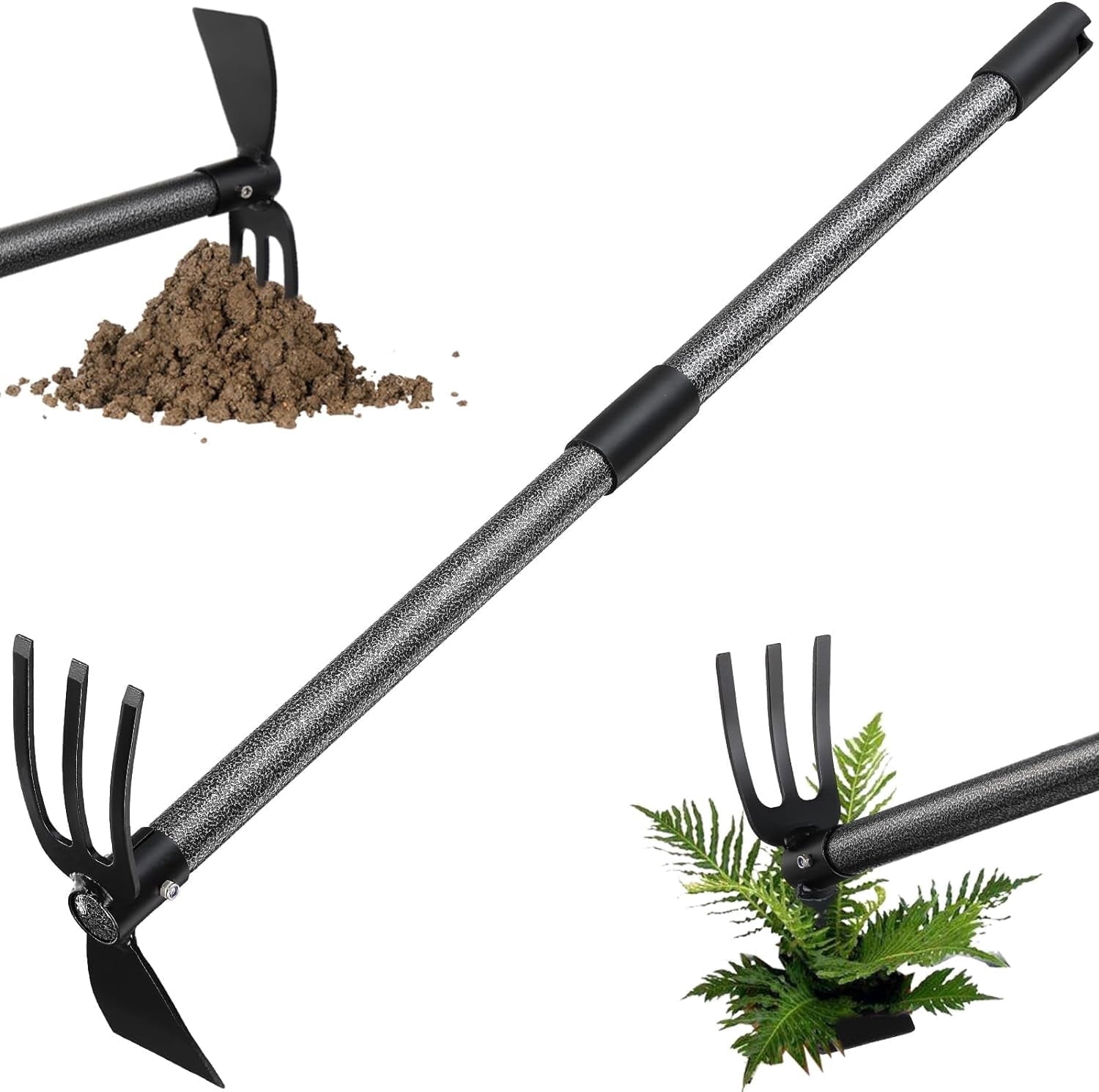 Weeding Tool, Hoe Cultivator 2 in 1 Garden Tools, 31 inch Weeder Hand Tiller Weeding Rake for Yard Lawn Gardening Dig...