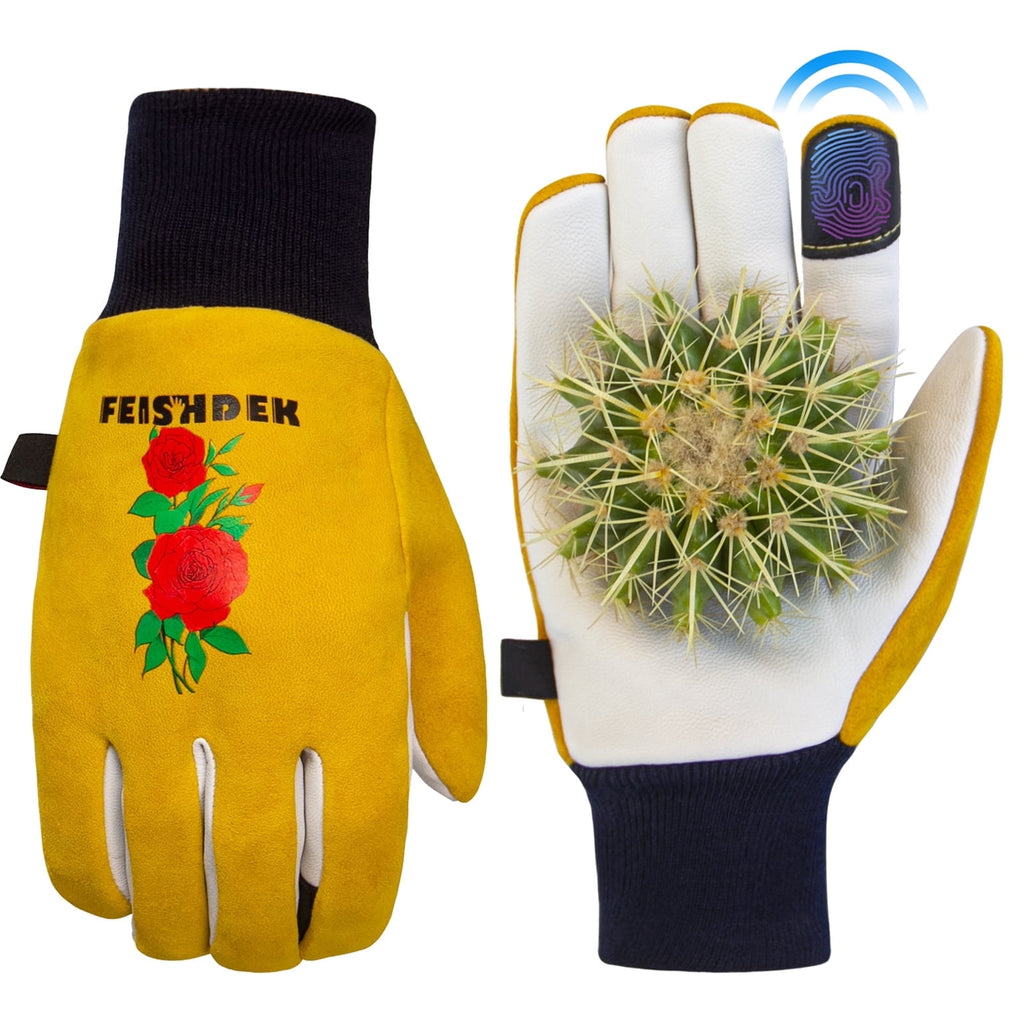 Cactus Gloves Soft Deerskin Women Gardening Glove Thorn Proof for Cacti Handling (Medium)