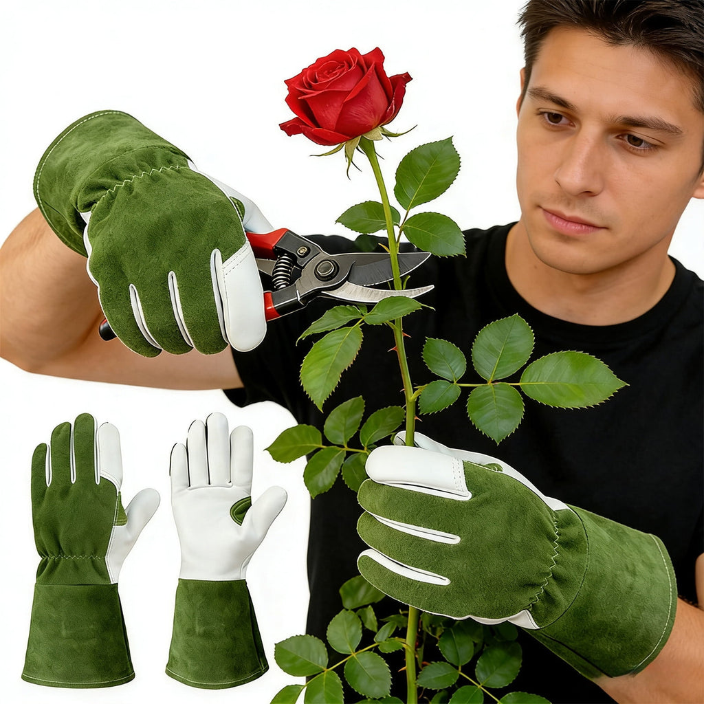 Gardening Gloves Leather Rose Pruning Gauntlet Long Sleeve Thorn Proof Hand Protection for Cactus Blackberry Trimming...