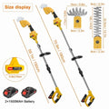 Cordless Hedge Trimmer with Extension Pole, 21V 2-in-1 Grass Shear & Shrub Cutter, 30-40 Min Runtime, 16/19mm Branch ...
