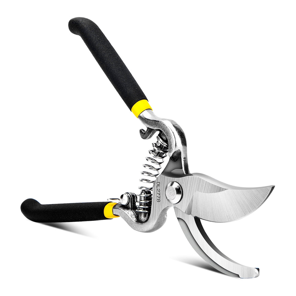 Deli Garden Pruning Shears, 8" Bypass Gardening Pruner, Garden Scissors, Garden Clippers, Black