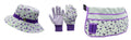 3-Pack Garden Apparel Accessory Combo-Glove, Hat and Waist Bag, Size Fits Most, Purple And white Color