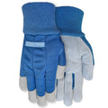 Ladies Leather Glove with Navy Canvas Back and Knit Wrist, Medium
