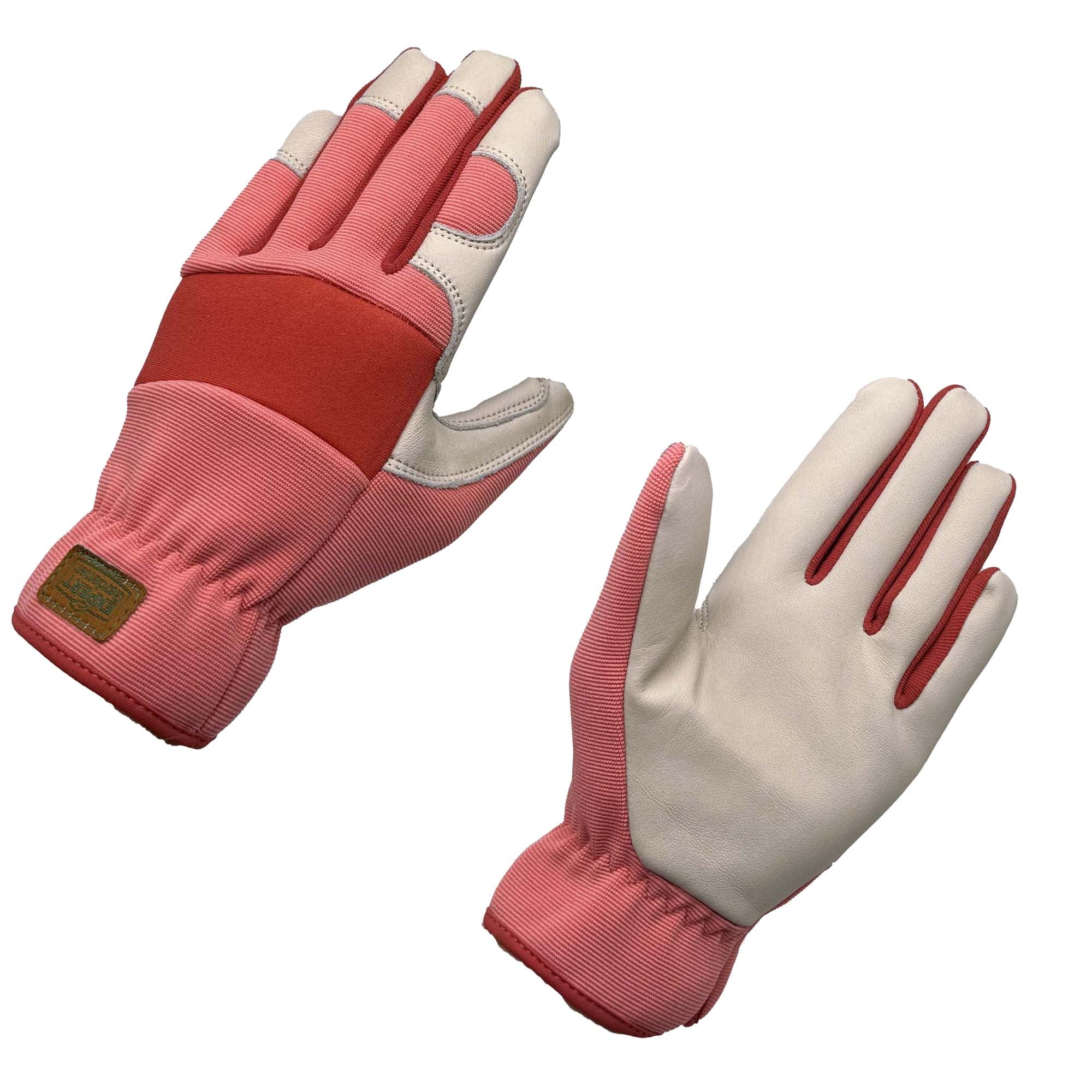 Expert Gardener Womens Cowhide Leather Hybrid Gardening Gloves, SlipOn Size M