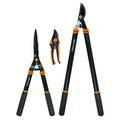 and Pruner Garden Tool 3-Piece Set with Stainless Steel Blades, Black and Orange