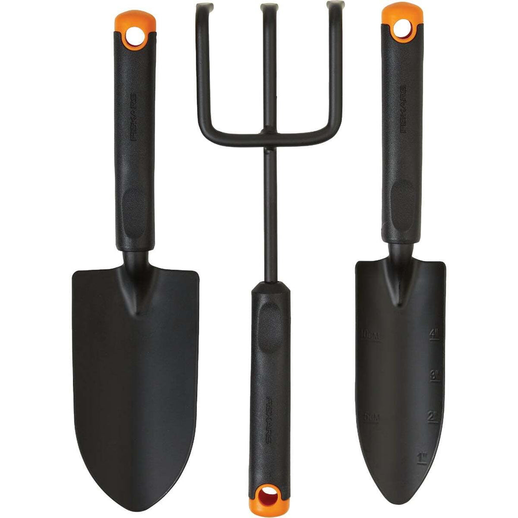 3-Piece Garden Tool Set - Trowel, Transplanter, Cultivator, Rust-Resistant Steel Heads, Ergonomic Handles for Plantin...