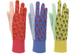 G & F 1852-3 Women Soft Jersey Garden Gloves, Women Work Gloves, 3-Pairs Green/Red/Blue per Pack