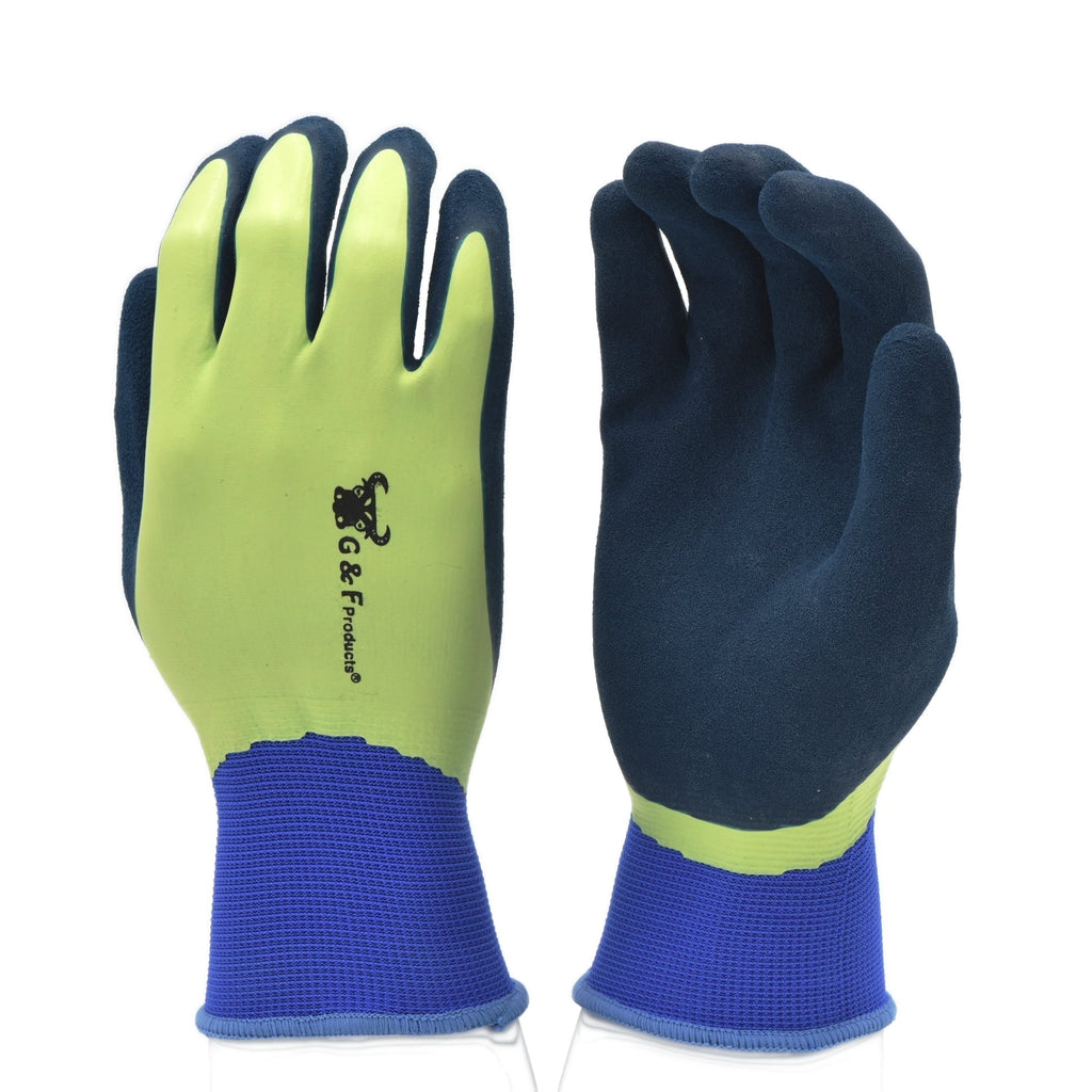 G & F Men’s Gardening Gloves, Micro-Foam Coated Nylon, 6-Pair, Green, Large