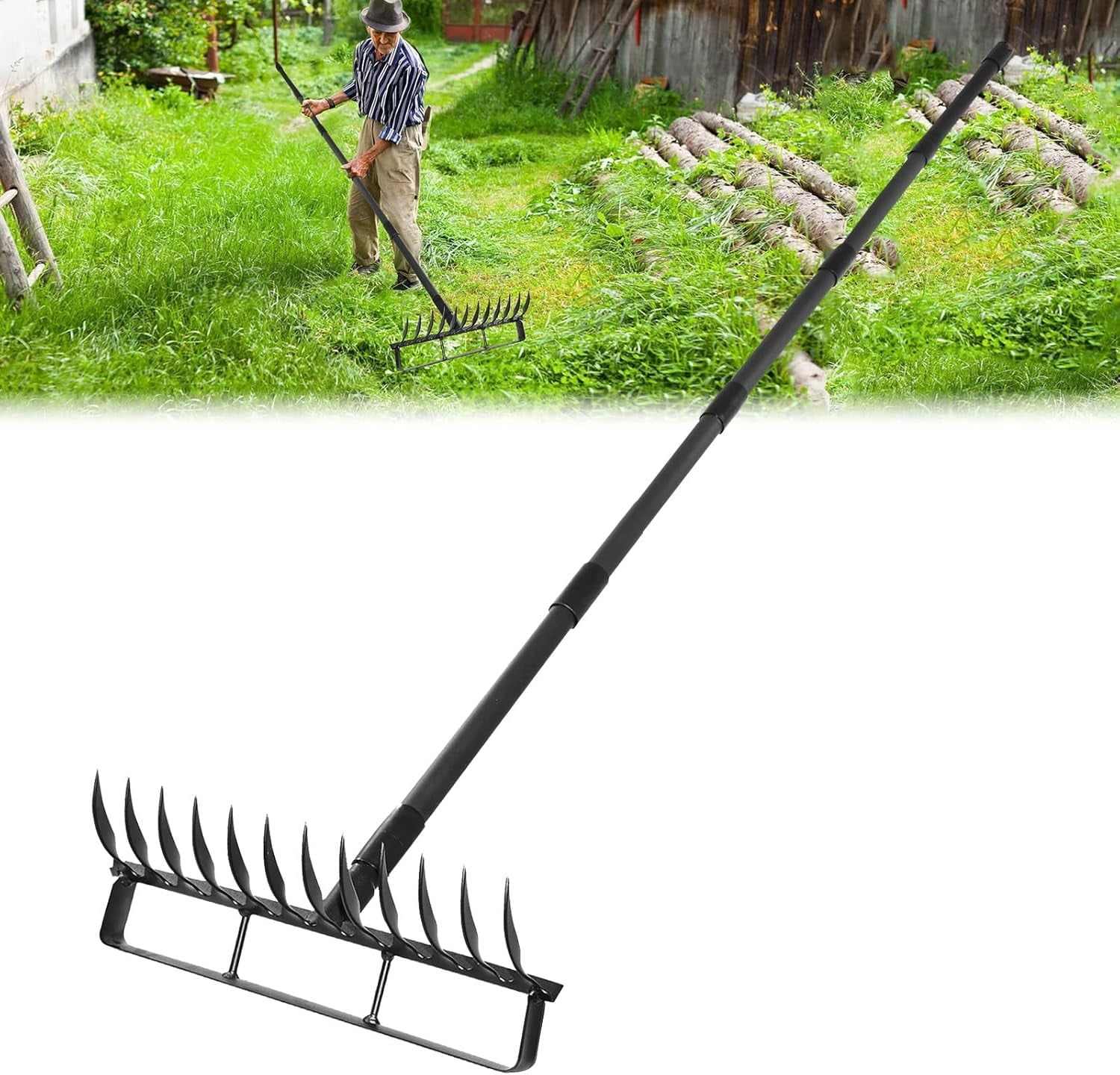 Weeding Tools, 2-in-1 for Weeding with 76.8" Adjustable Handle, Heavy Duty ing Tools with 12 Tines for Weeding, Loose...