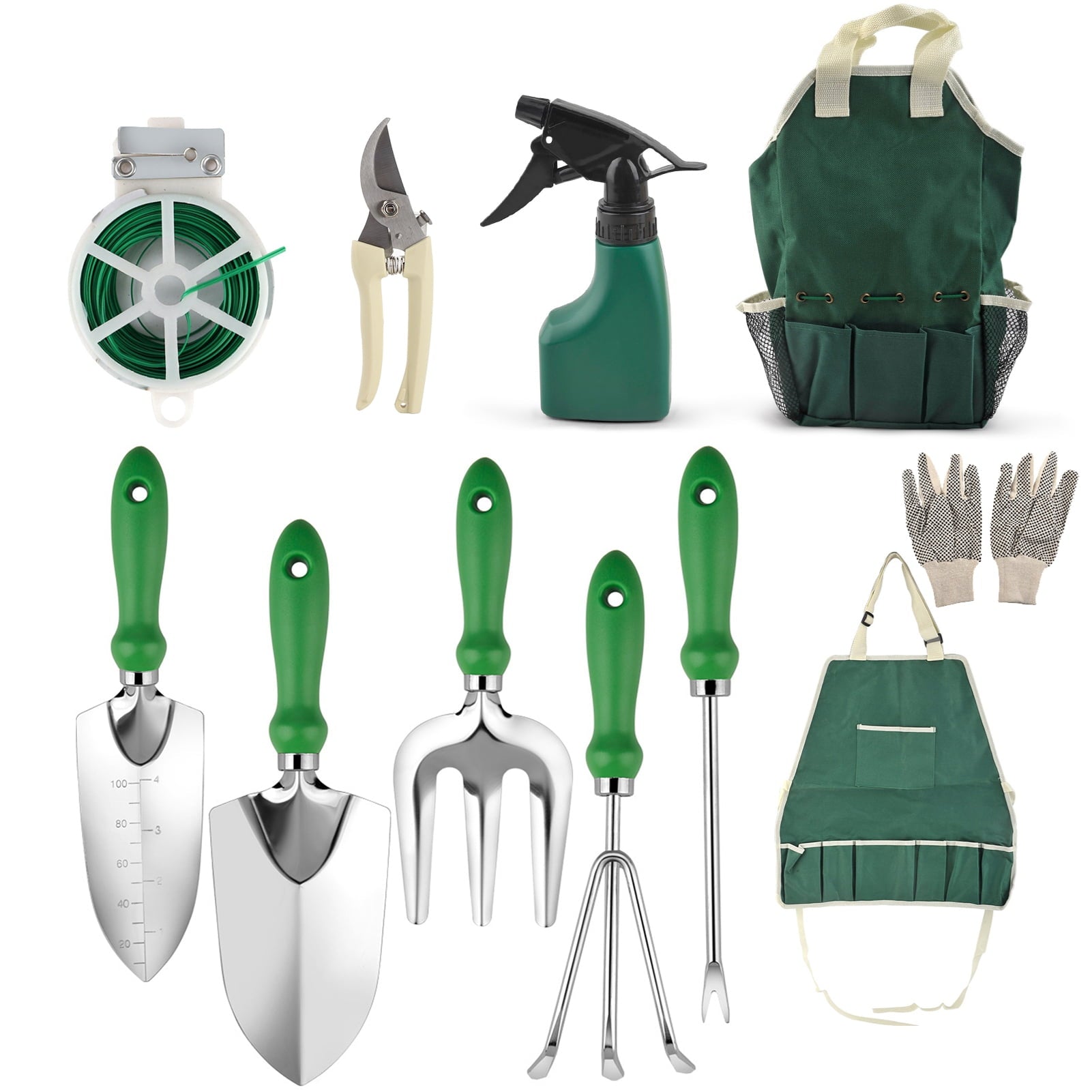 Garden Tool Set, 11 Piece Heavy Duty Gardening Hand Tools with Fashion and Durable Garden Tools Organizer Handbag,Rus...