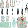 Garden Tools Set, 11 Pcs Heavy Duty Floral Gardening Tools Kit with Non-Slip Rubber Handle, Special Gardening Gifts f...