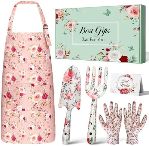 Gardening Gifts for Women, Gardening Supplies Garden Tools with Hand Fork Trowel Gloves Apron, for Mom Women Grandma, Valentine's Day for He