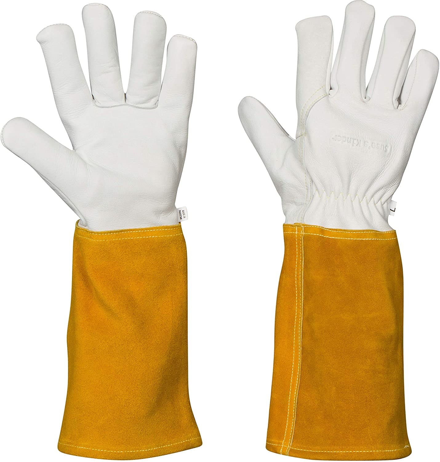 Gardening Gloves XXL Leather with Kevlar Lining, Thorn Proof Rose Pruning Protection (XXL)