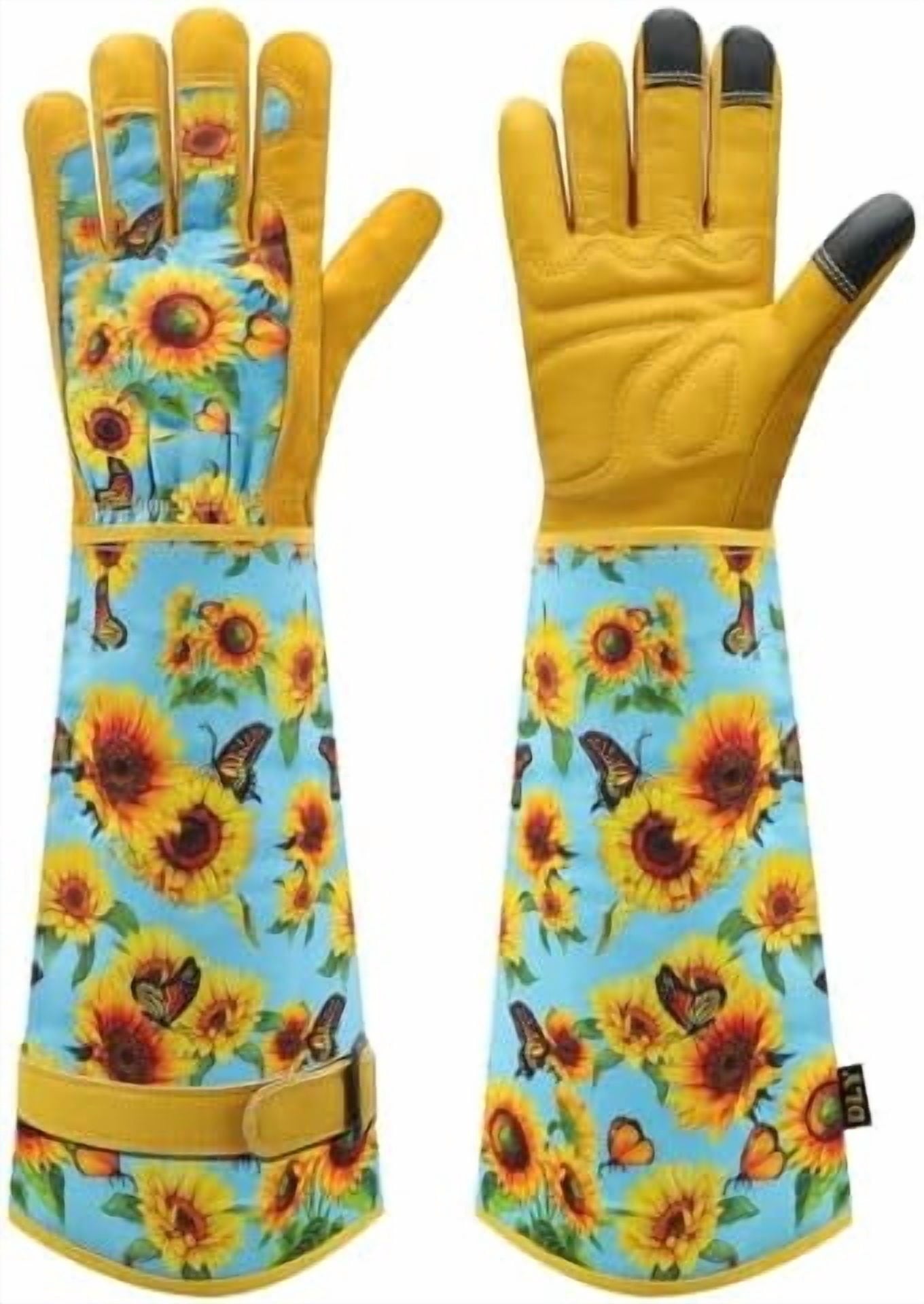 for Women, Rose Thorn Proof, Long Garden for Women, Breathable Cowhide Leather Gauntlet (Small, Blue