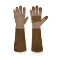 Pruning Gloves Long for Men & Women, Pigskin Leather Rose Gardening Gloves, Medium, Brown