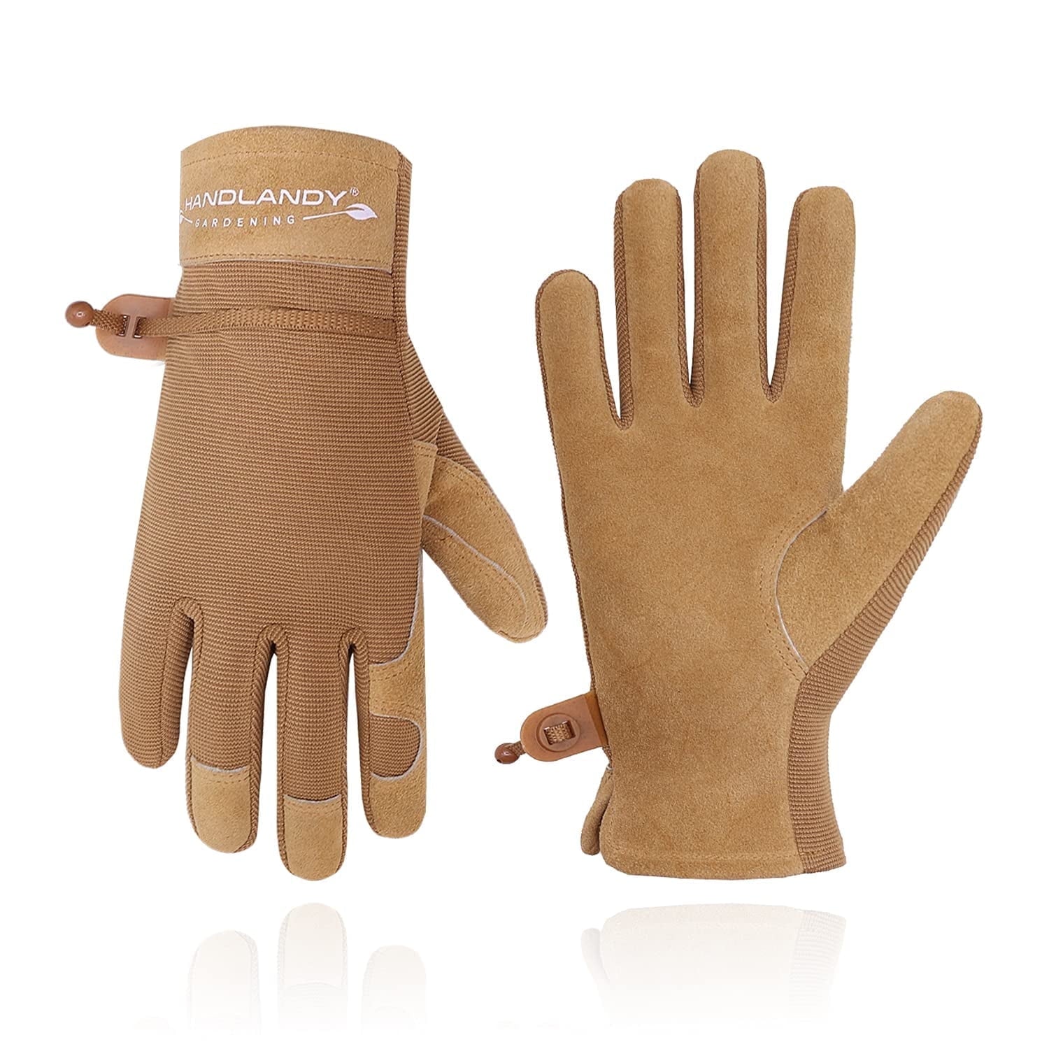 Womens Leather Work Gloves, Cowhide Gardening Gloves Utility Work Gloves, Large