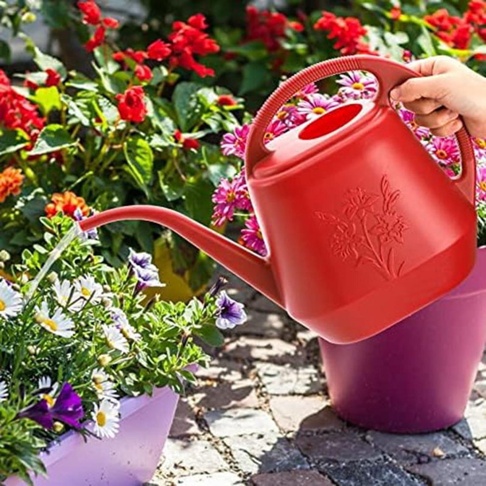 Plastic Watering Can with Comfortable Handle, Garden Cans Long Spout for Indoor Outdoor Plants