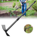 Garden Hoe, Garden Rake Tool with 45 inch Adjustable Long Handle for Weeding, Hoe Cultivator 2 in 1 Hand Garden Tool