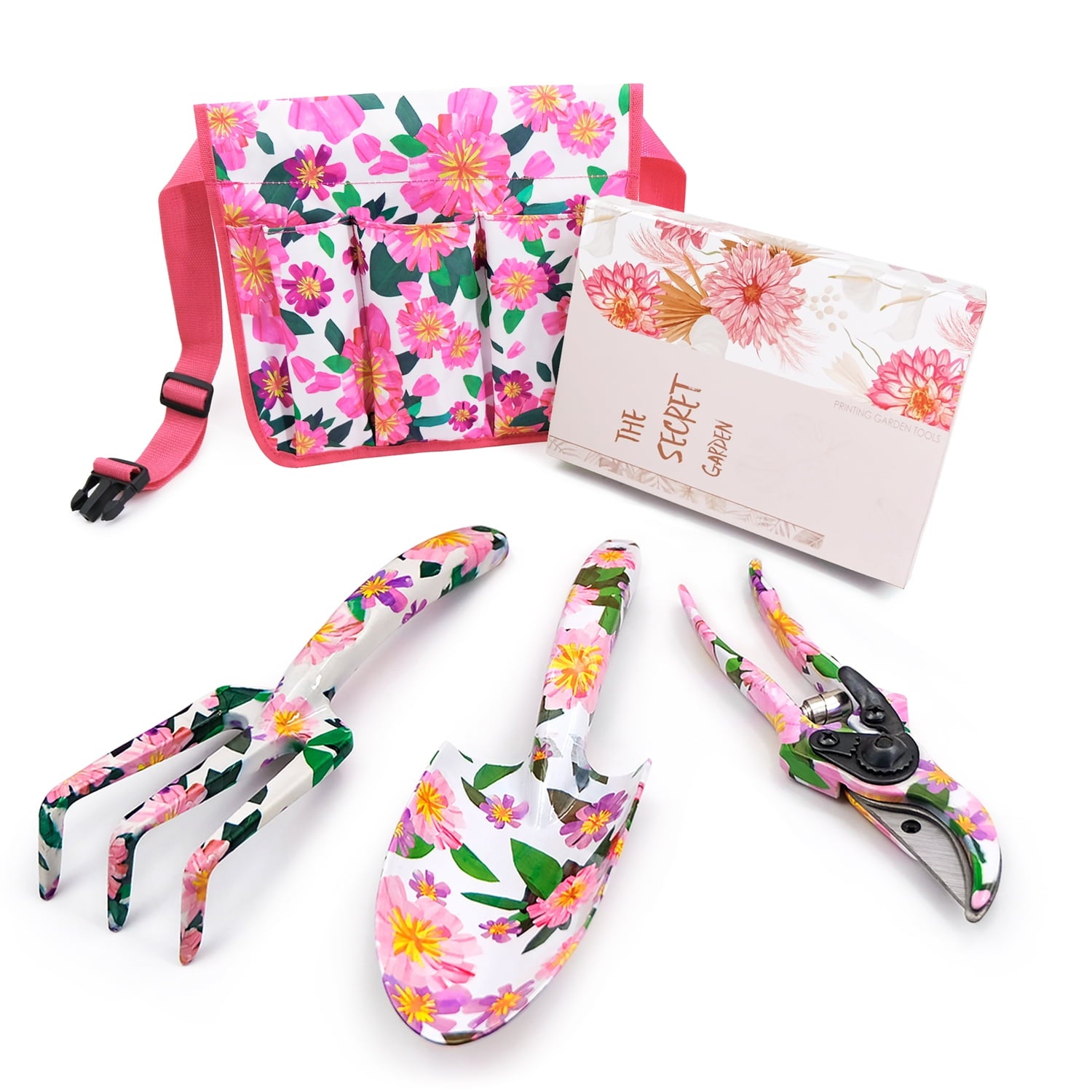Garden Tools Set Women, Christmas Gardening Gifts Ladies, Aluminum Hand Tools, Pruner and Garden Belt Bags with Flora...