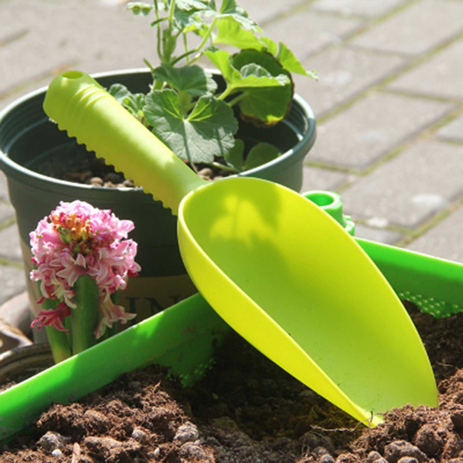JunYeShi Plastic Garden Shovel Hand Trowel Tool Non-Slip Potting Soil Scoop Flowerpot Transplanting Digging Weeding Planting Cultivation Stu