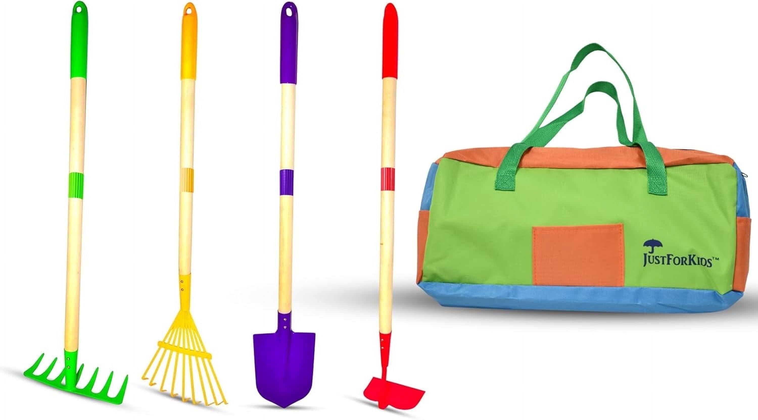 G & F JustForKids Garden Tool Set, 4-Piece, Detachable & Portable, 2-Pack with Travel Bag, Ages 5+
