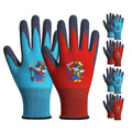 Kids Gardening Gloves 4 Pairs - Polyester Seemless Knitted with Latex Sandy Finish Coating, Ideal for Kids Gardening,...