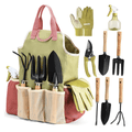 Garden Tools Set, 9 Piece Gardening Tools with Fashion Bag, Rust-Proof & Heavy-Duty Gardening Supplies Kit Ideal Gard...