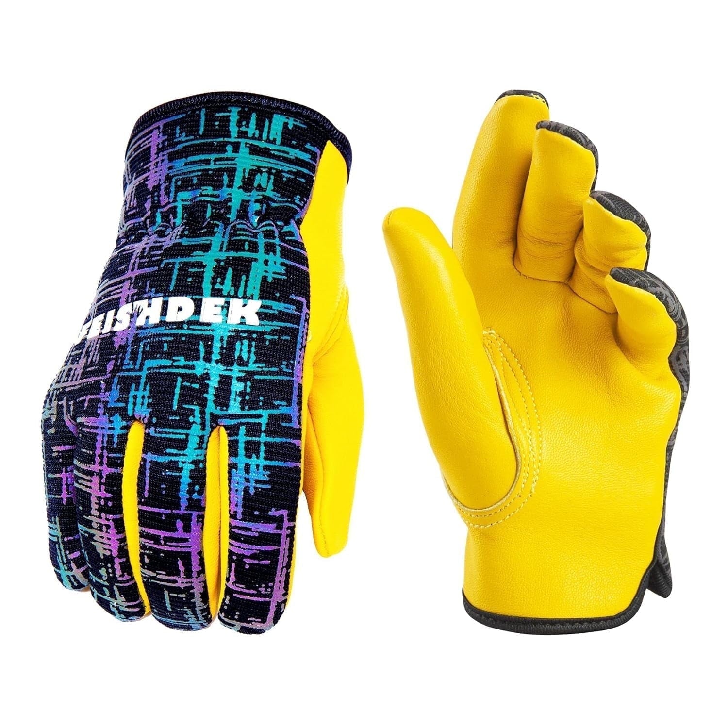 Kids Work Gloves, Genuine Leather Gardening Gloves for Children, Breathable Safety Gloves with Reflective Strips for ...