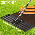 Lawn Leveling Rake, 30" x 10" Heavy-Duty Stainless Steel Lawn Leveler with 72“ Adjuatble Long Handle - Effort-Saving Leveling Soil Sand Spre