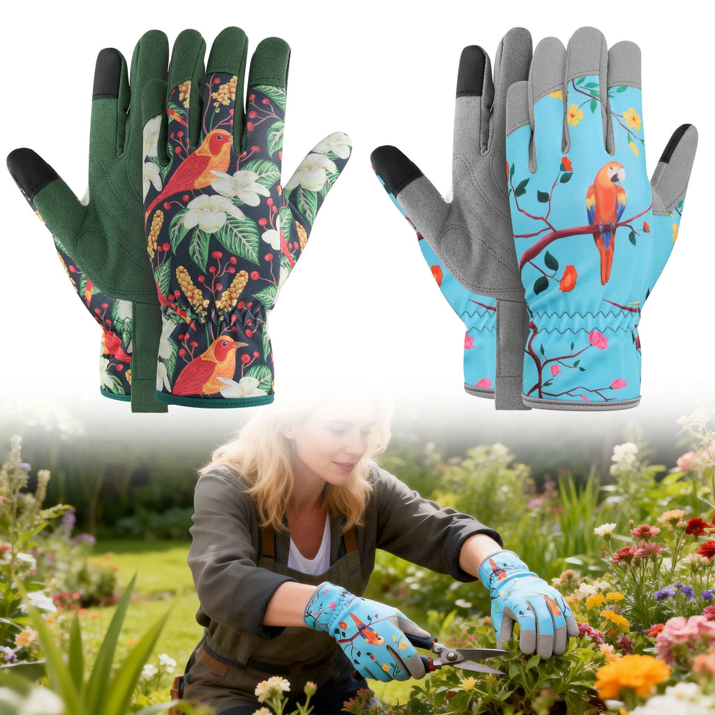 2pairs Leather Gardening Gloves for Women Men, Thorn-Proof Working Gloves for Weeding, Digging, Planting, Raking and ...