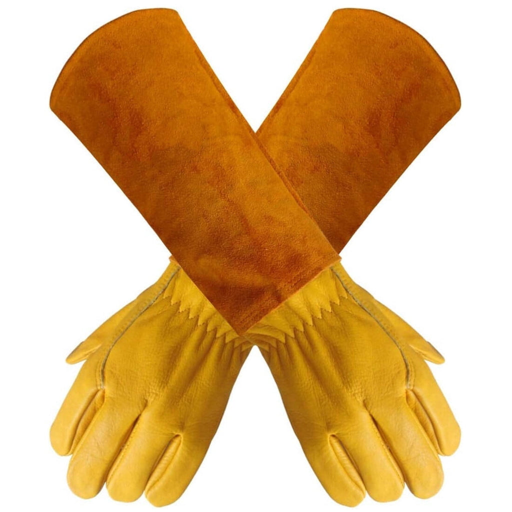 Long Garden Gloves for Women Man, Thorn Proof Rose Pruning Cowhide Leather Garden Gloves for Cactus, Rose and More - L