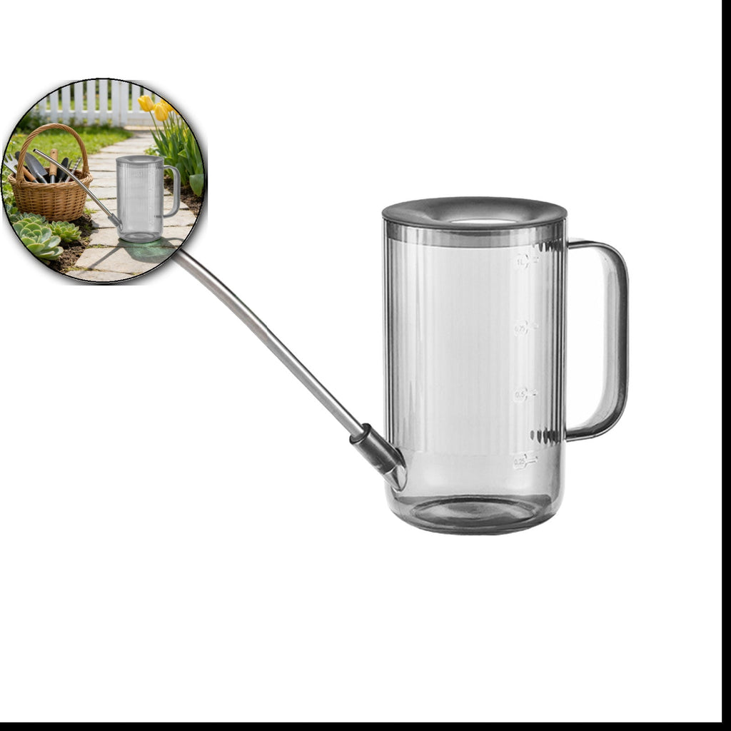 Long-Spout Plastic Watering Can – 13.4" Indoor Plant Waterer with Measurement Marks, Translucent Body & Precision Pou...
