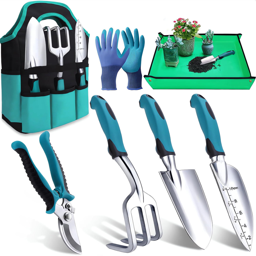 Garden Tools 7-Piece, Gardening Hand Tools, Gardening Tools Set with Rust-Proof,Stainless Steel, Aluminum Alloy Mater...