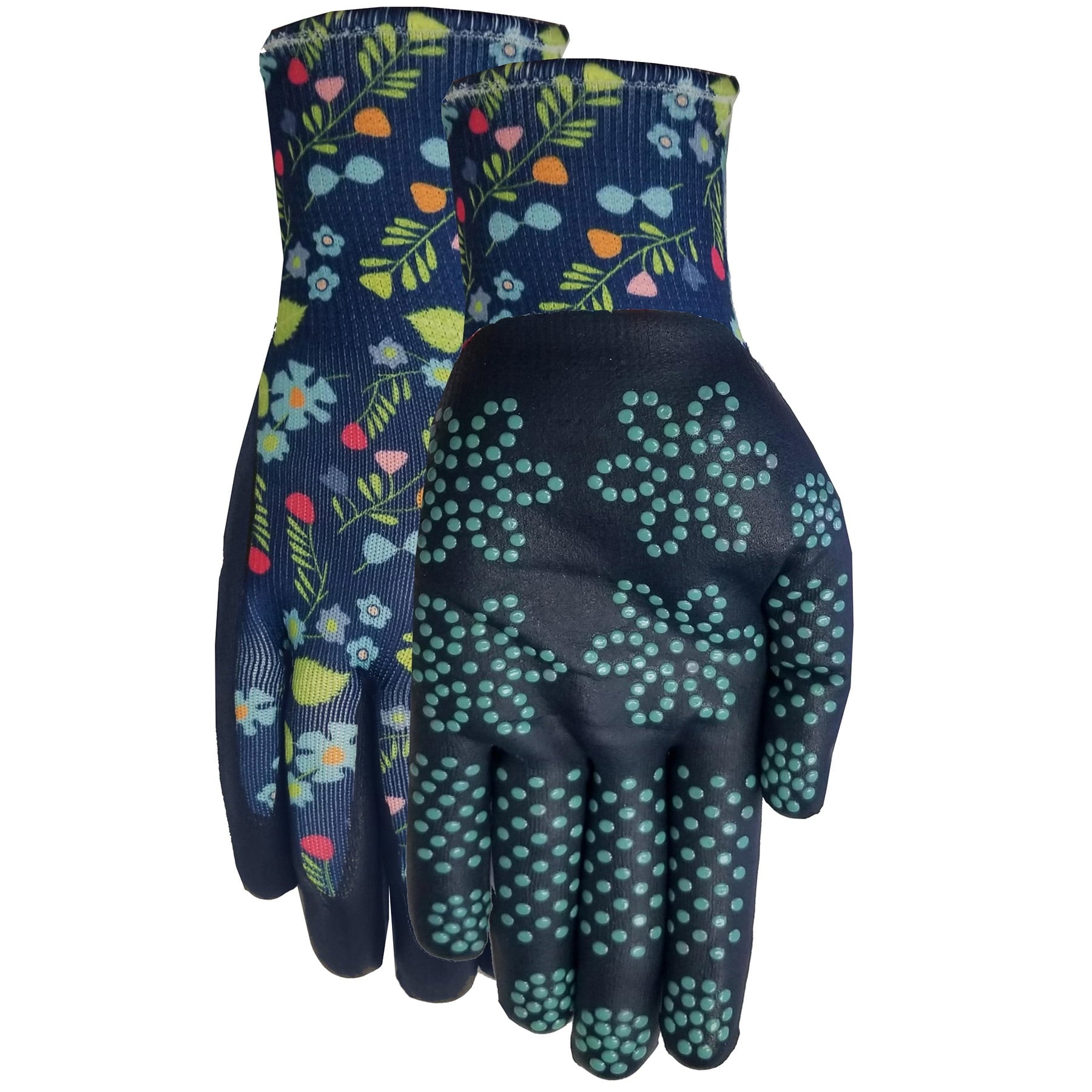 Ladies, 6 Pack of Max Grip Garden Gripping Gloves, Floral Pattern, Size SM
