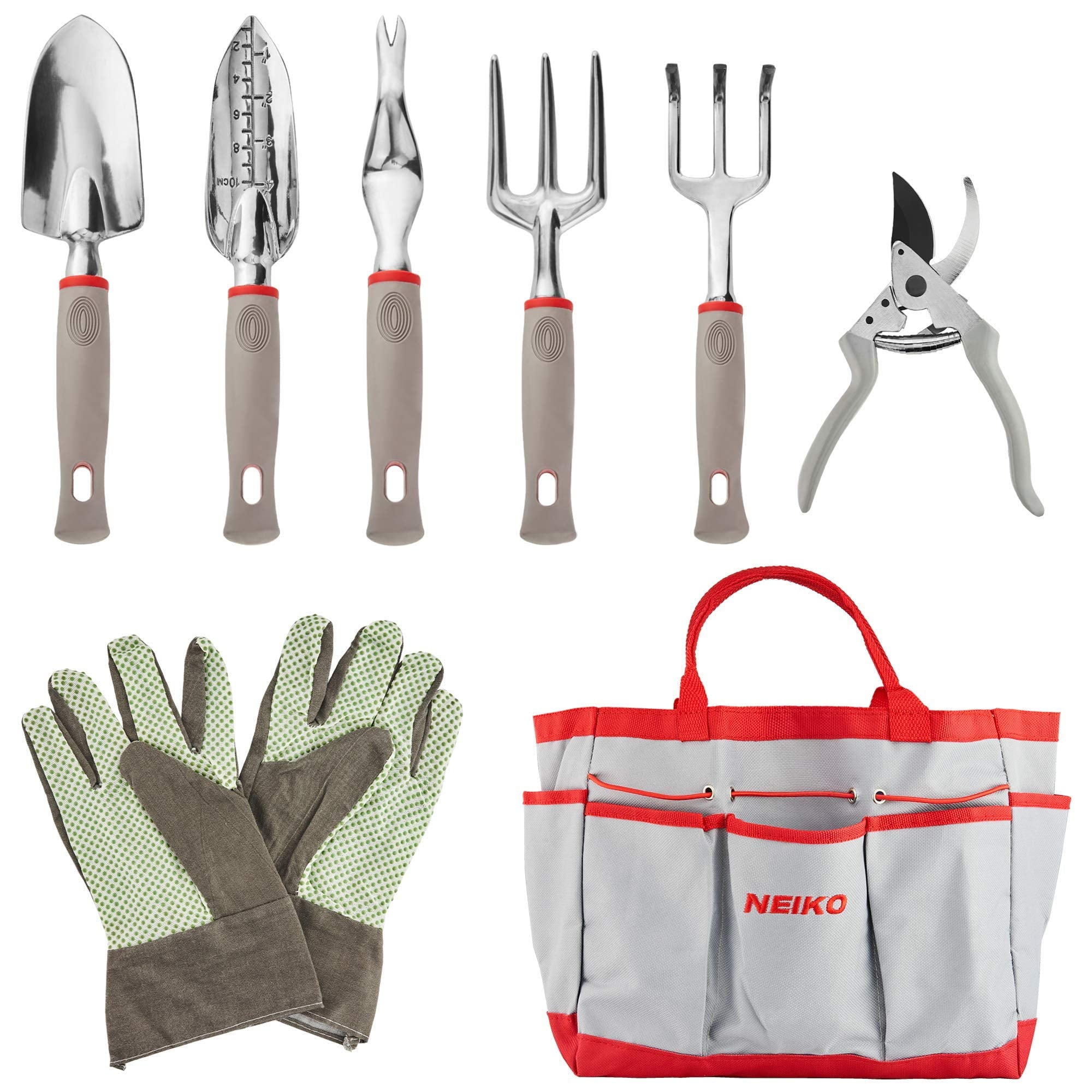 61090A 8 Pc Garden Tool Set, Heavy Duty Gardening Tool Set for Home Garden Planting, Includes Gardening Tool Set Bag ...