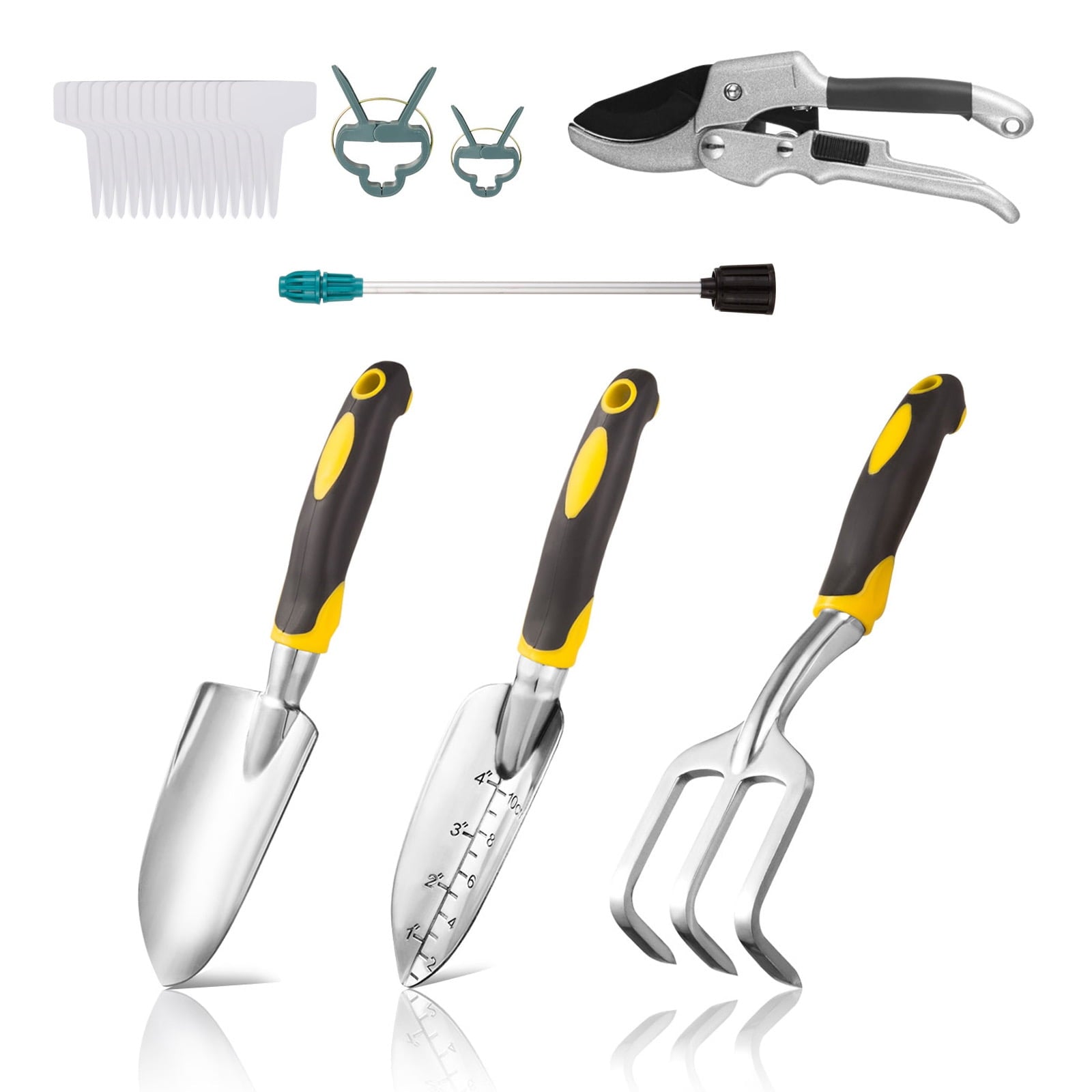 Garden Tools Set, 39 Pieces Aluminum Alloy Gardening Tools Kit Includes Pruner, Trowel, Transplanter, Plant Clips and...