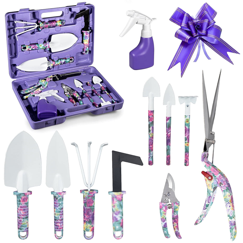 Garden Tools Set, 10 Piece Heavy Duty Gardening Kit for Digging Plant Tool Pruning Gardening Tool and Supply