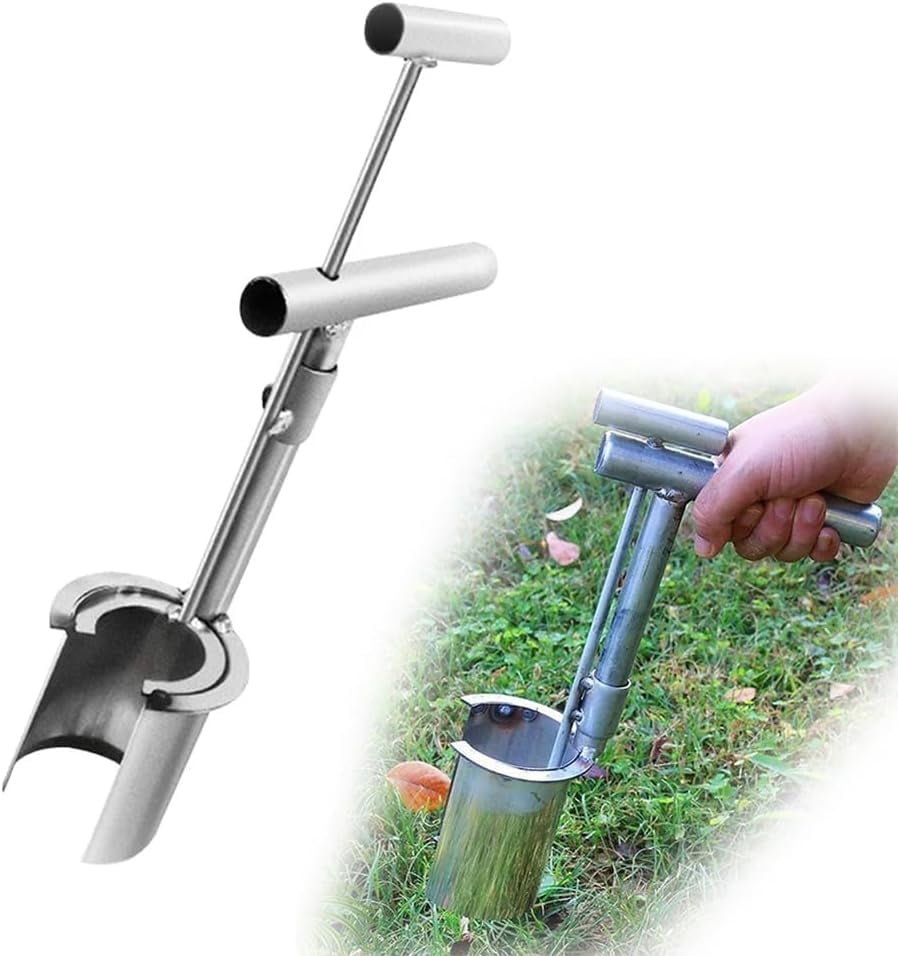 Plant and Fruit Tree Seedling Transplanter,Handheld Digging Hoes Seedlings Stainless Steel Garden Barrel Transplanter Planting Tool Soil Sam