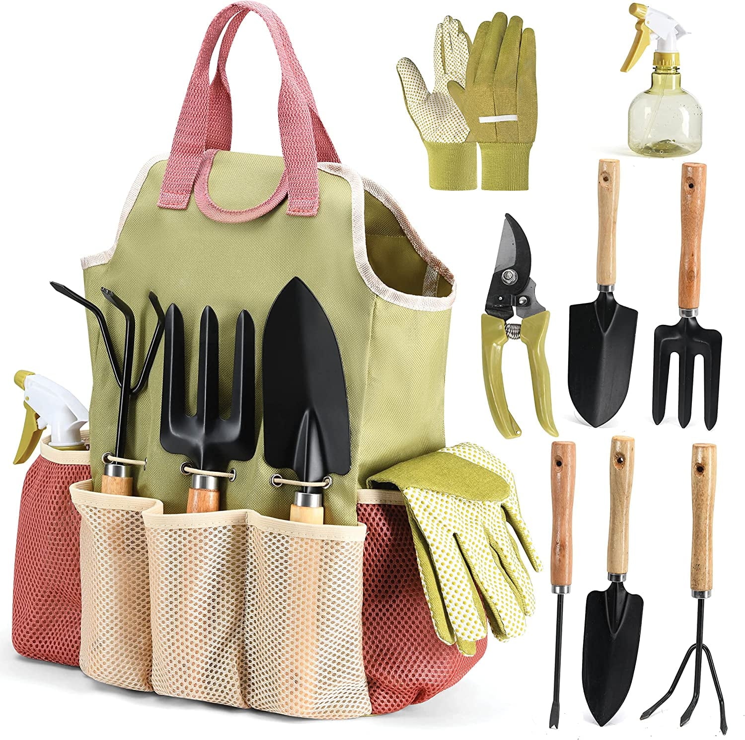 Garden Tool Set with Gloves Bag 10 Pieces